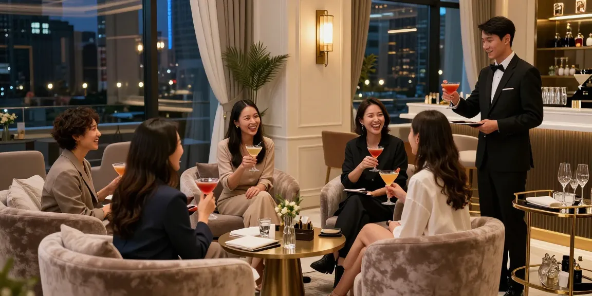 강남 구구단 쩜오에서 고급스러운 분위기 속 친구들과 함께 즐거운 시간을 보내는 모습