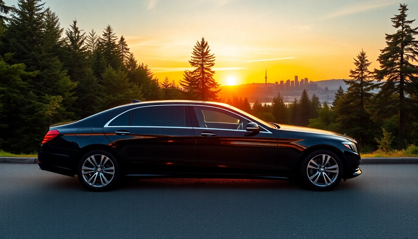 Experience car service from seattle to vancouver with a luxury vehicle set against stunning scenery.
