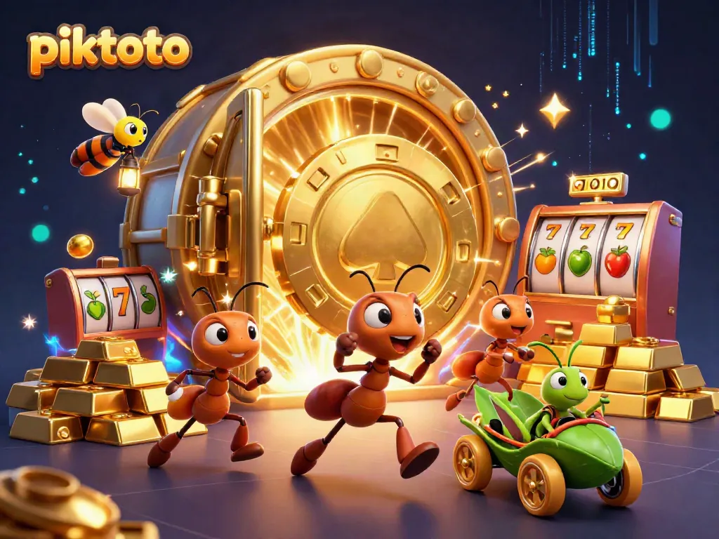 Join the heist with piktoto's vibrant team of ants as they capture a golden poker chip!