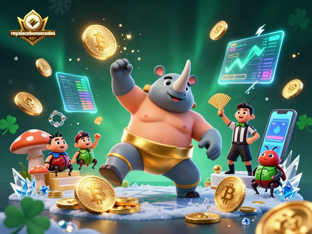 Win big with royalacebonuscodes as a rhinoceros beetle champion stomps, sending coins flying.