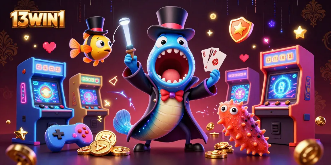 Experience thrilling card tricks at 13WIN1 with a magical deep-sea casino scene featuring unique characters.