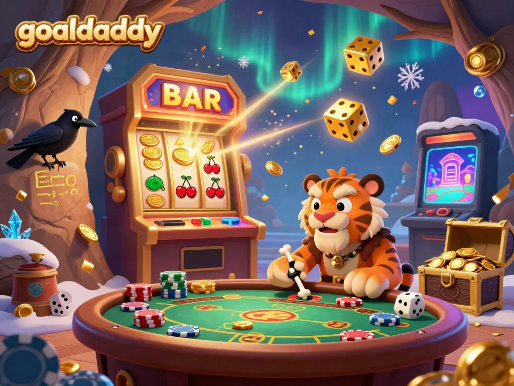 Experience thrilling gaming action at Goaldaddy's prehistoric casino, featuring cartoon characters and explosive fun.