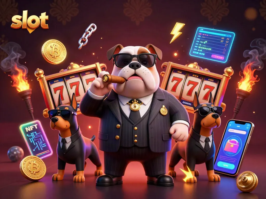 Spin slot reels with a mafia boss and bodyguards in a luxury casino scene.