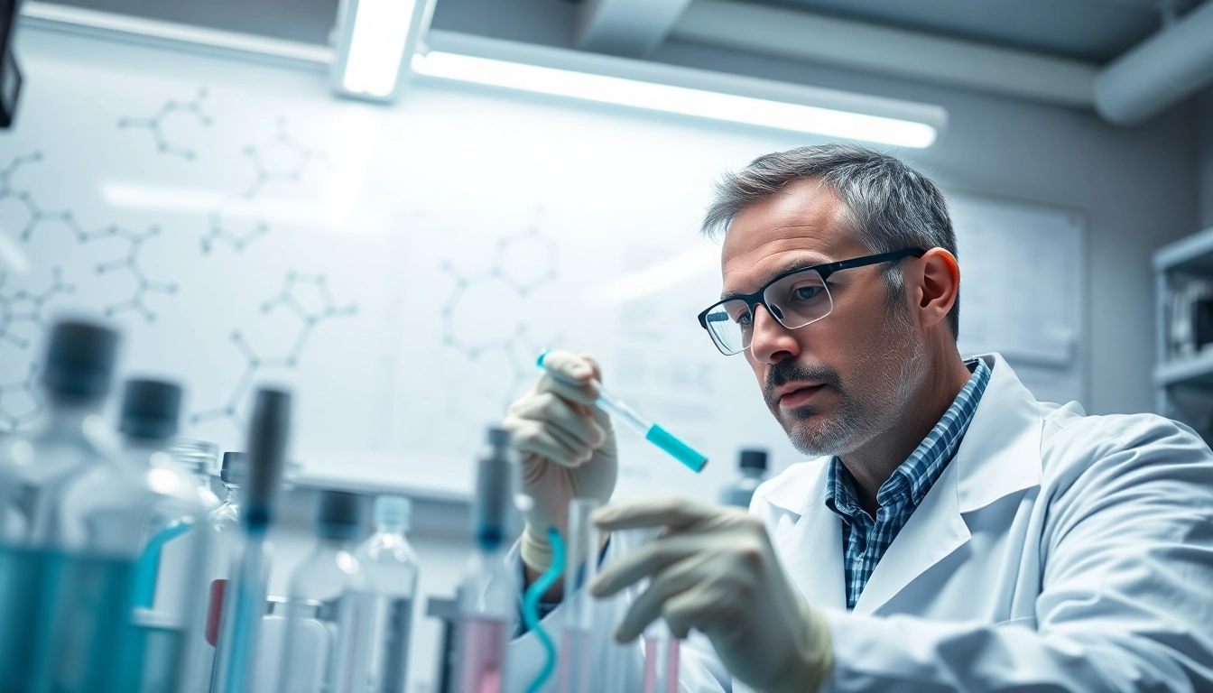 Research peptides being analyzed in a laboratory setting by an expert.
