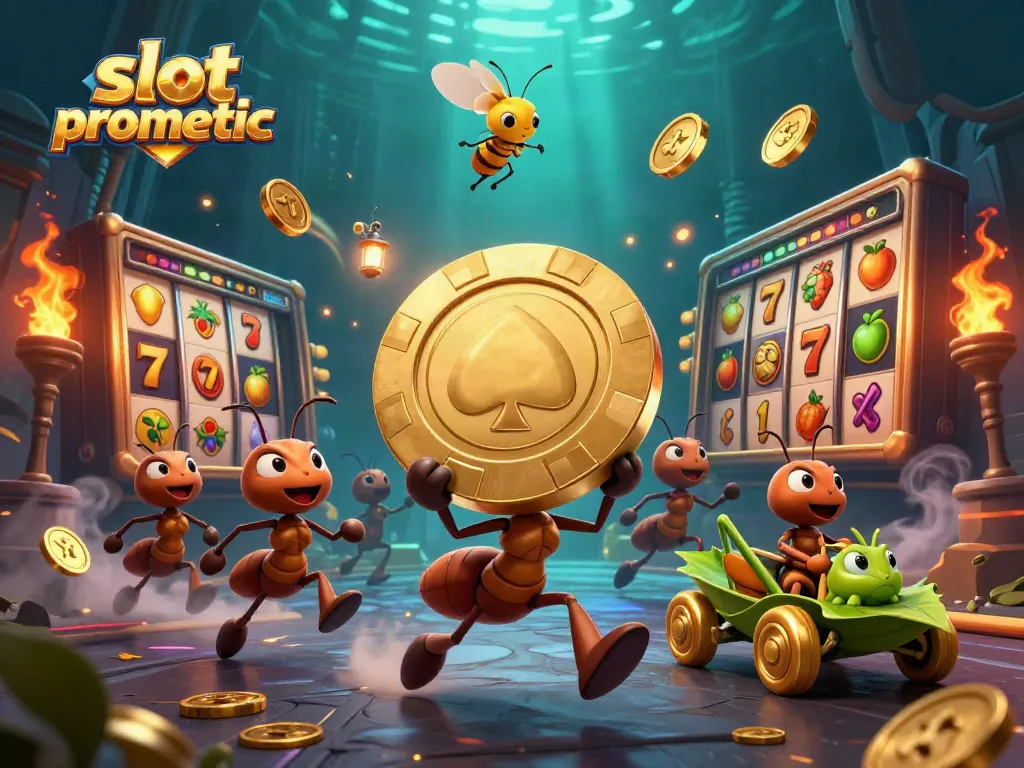 Experience the thrill of slot pragmatic games with a dynamic heist scene featuring cartoon ants.