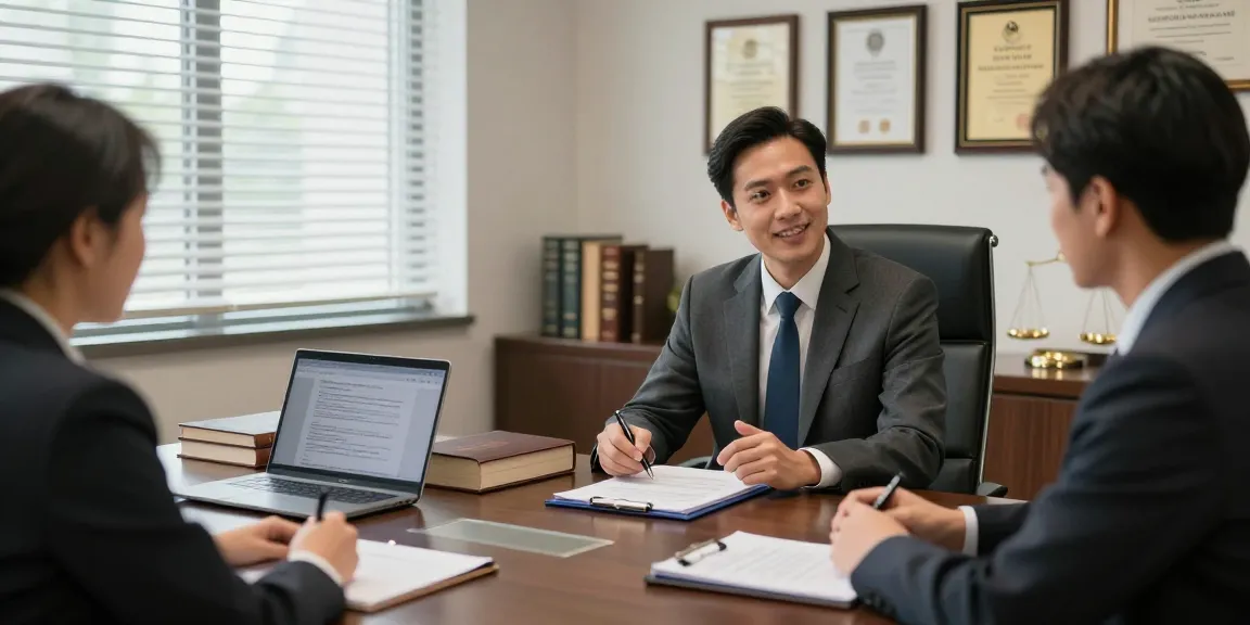 He said during a consultation in a professional law office, showcasing a confident lawyer and engaged client.