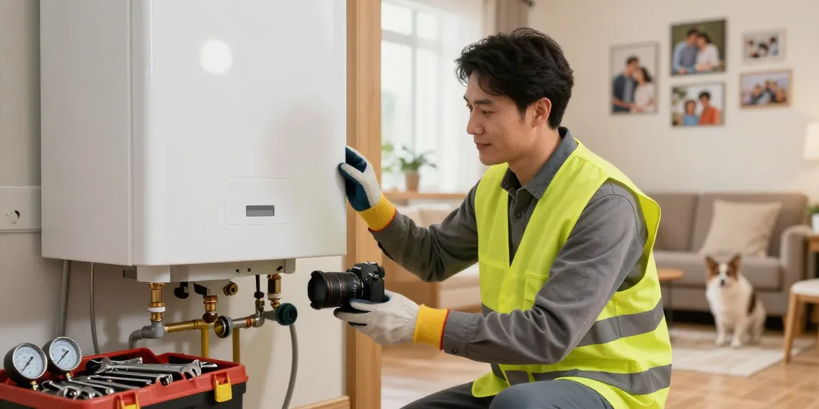 Heating engineer at a home boiler service, click here for expert support.