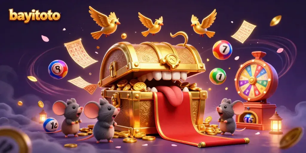 Bayitoto menawarkan pengalaman permainan lotere yang menarik dengan bola bernomor berwarna-warni dan elemen slot yang memikat.