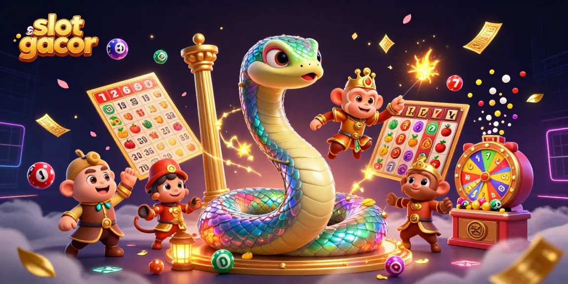 Experience the excitement of slot gacor through vibrant characters and casino elements in a magical scene.