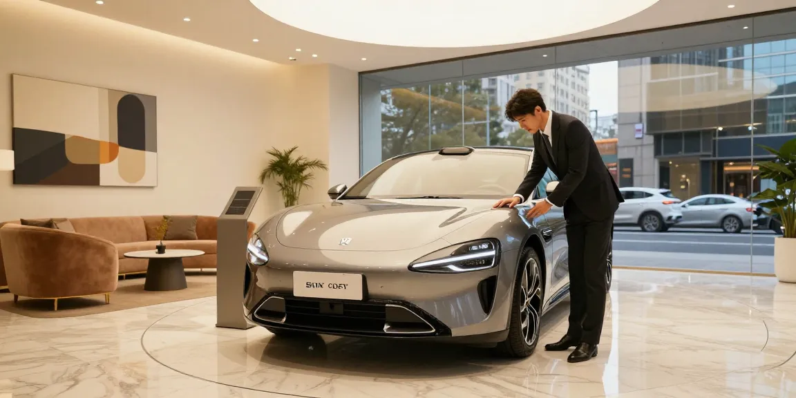 Momen elegan di showroom mobil LUXURY 777 dengan kendaraan modern dan suasana mewah.