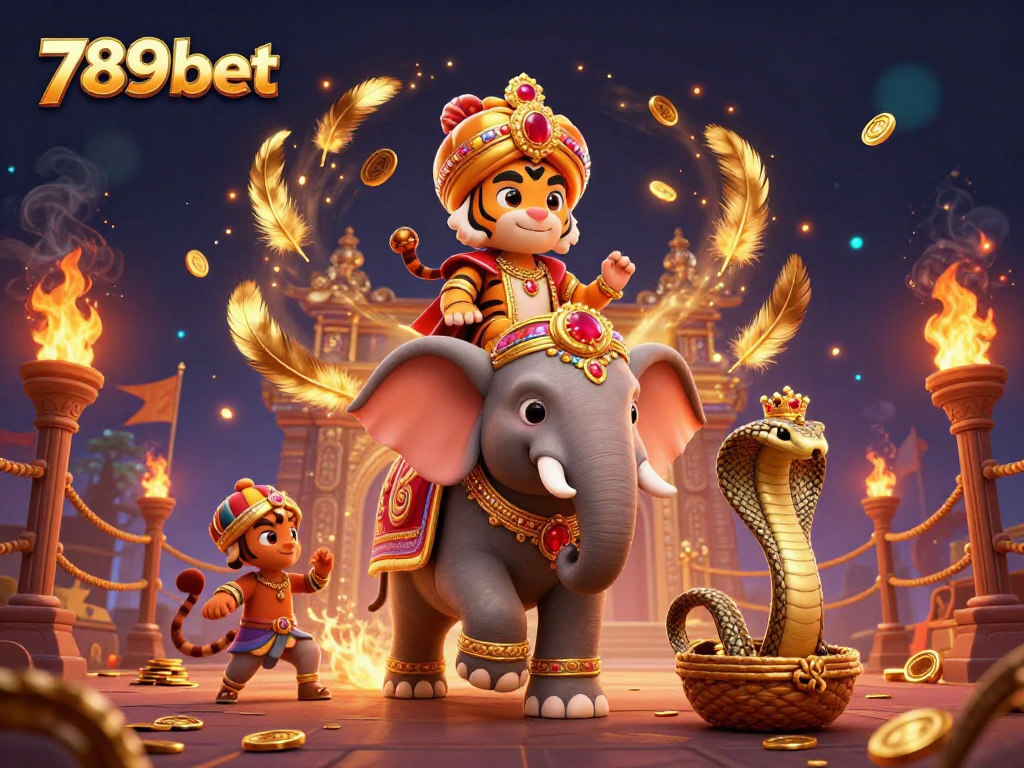 Engage in vibrant gaming adventures at 789bet with glamorous 3D casino illustration featuring a royal tiger.
