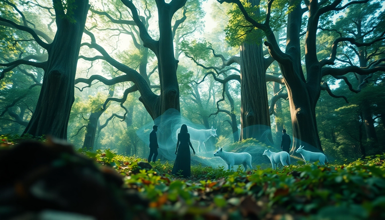 Visual representation of shape shifters intelligent web illustrating transformation in a magical forest.