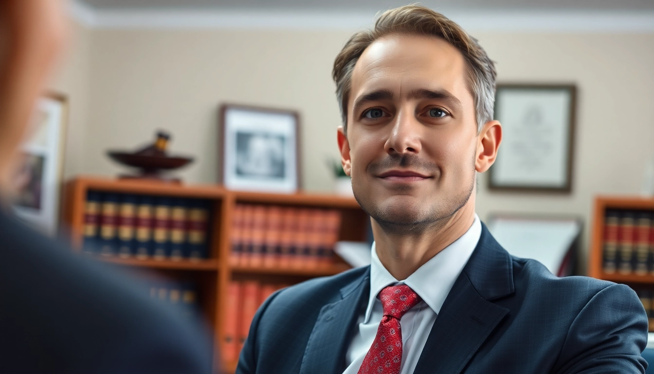 Alpharetta Personal Injury Lawyer consulting with a client in a professional setting.