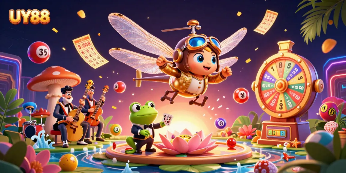 Experience thrilling gameplay at UY88 with a vibrant, dynamic lottery scene showcasing excitement and opportunity.