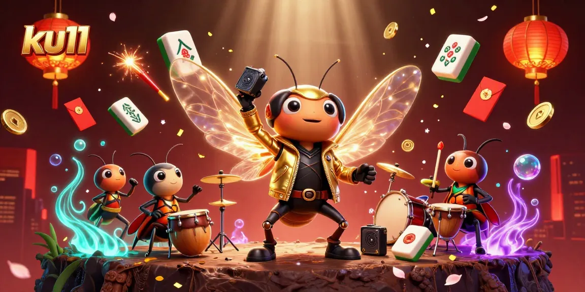 ku11 delivers a vibrant casino atmosphere with a buzzing rock star, colorful game elements, and energetic background