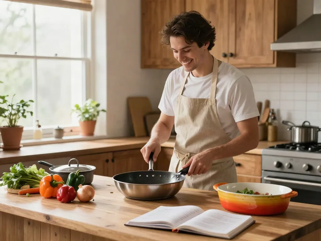 Cookware price in bangladesh displayed in a cozy kitchen with vibrant cookware options and fresh ingredients.