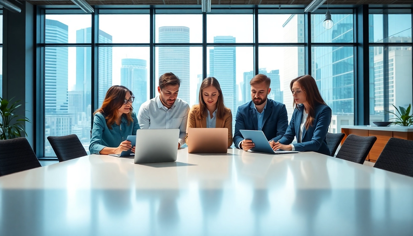 Engaging scene of a digital marketing agency Melbourne collaborating in a modern office.