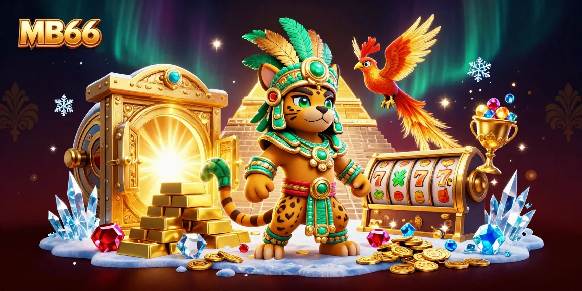 Engage with MB66 featuring dynamic slots, gold treasures, and a Mayan jaguar priest illustration.