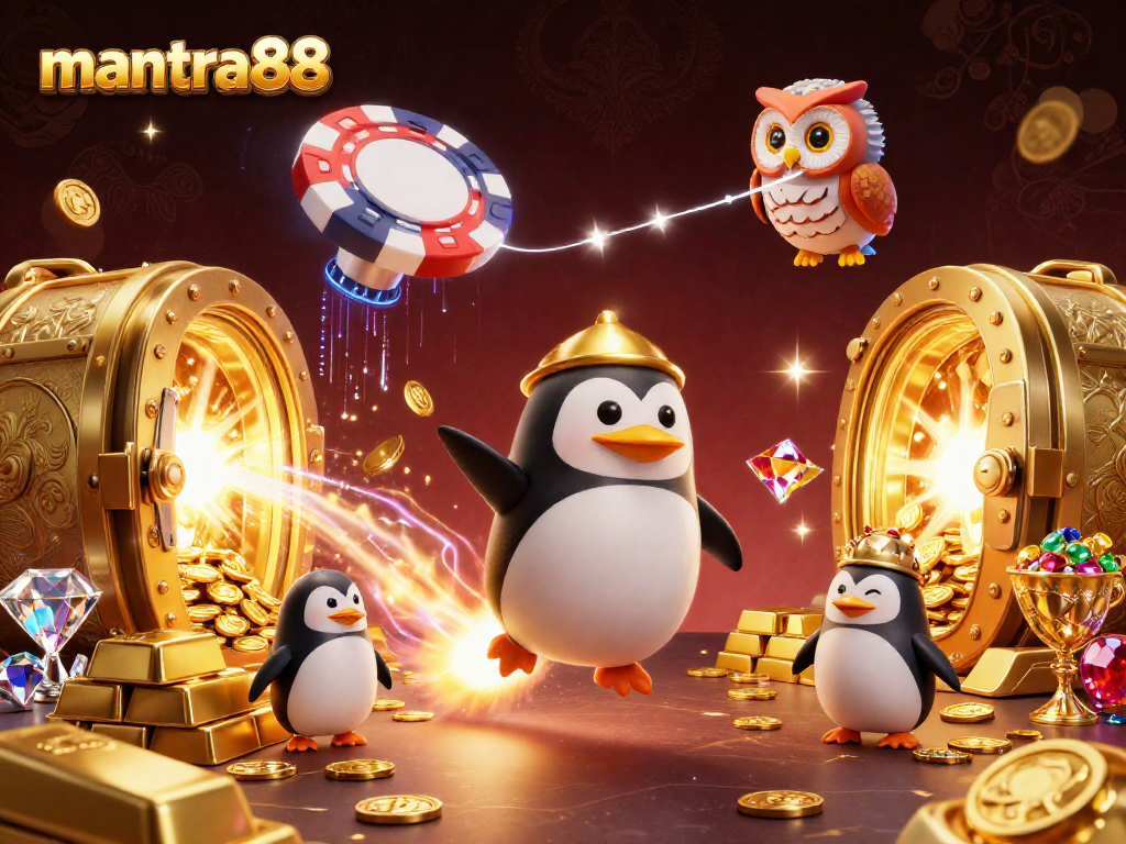 Enjoy mantra88 gaming excitement as the golden penguin rockets to victory at a casino!