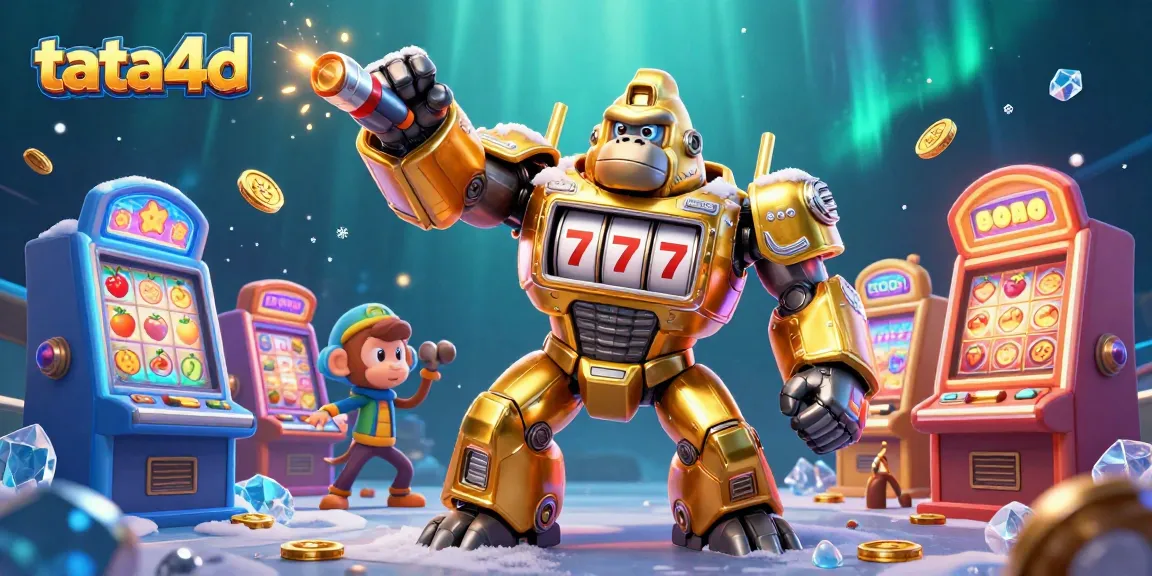 Experience the thrilling world of tata4d with an explosive gorilla mech and vibrant casino elements.