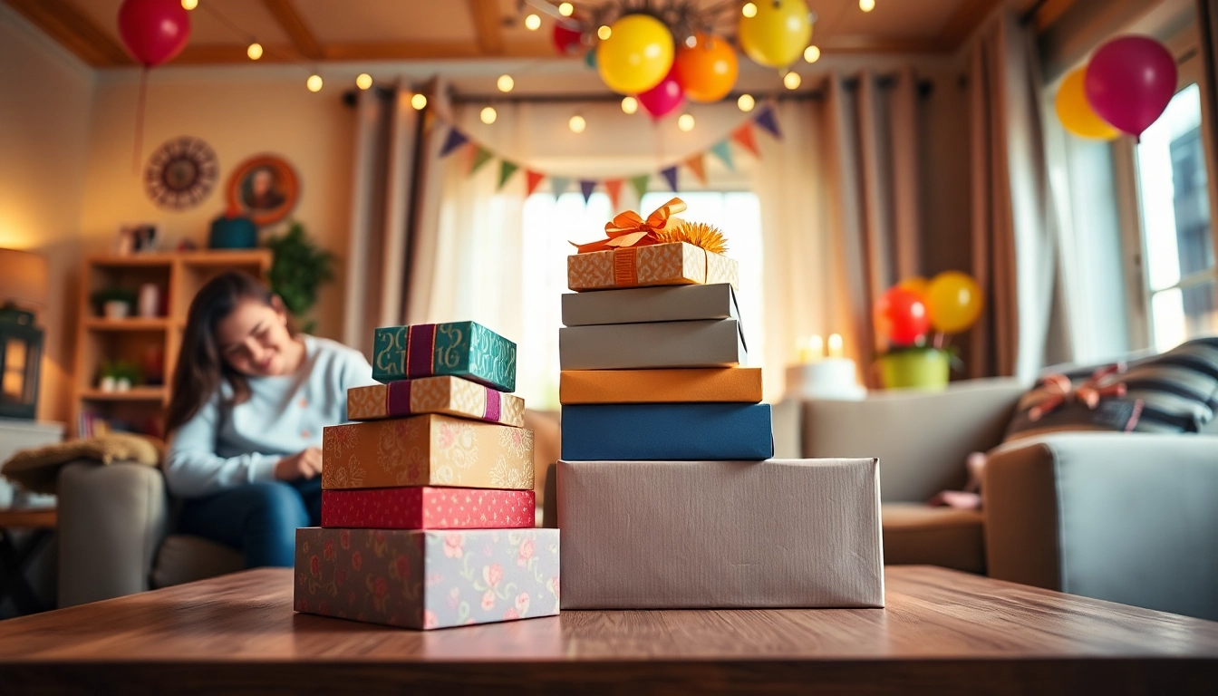 Öffnen Sie eine mystery box amazon mit Überraschungsinhalten und einem hellen, einladenden Hintergrund.