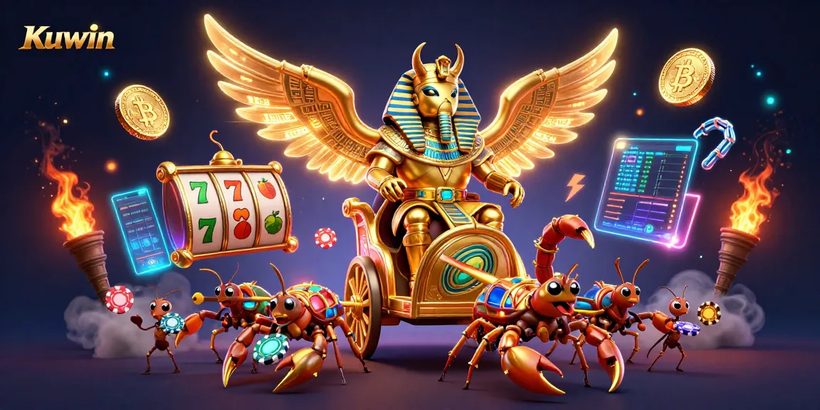 Kuwin delivers thrilling slot adventures with vibrant symbols and golden visuals in a dynamic gaming scene.