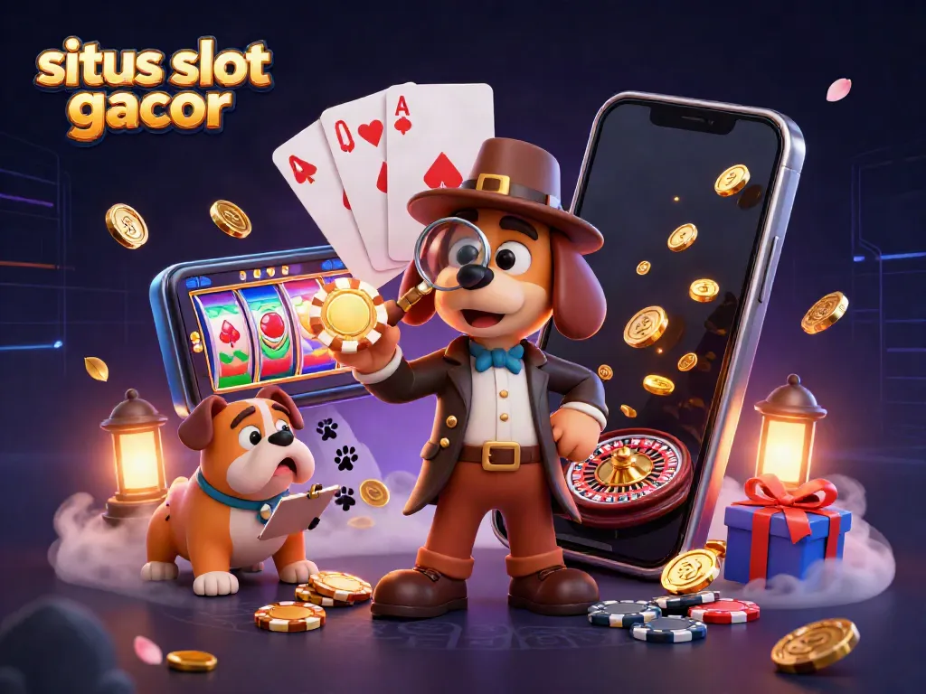 Discover exciting game action at situs slot gacor with a lively casino-themed adventure illustration.