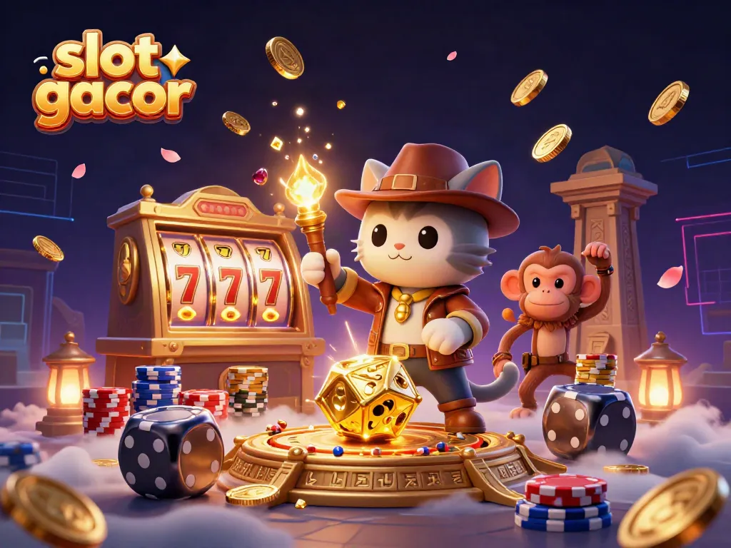 Menangkan slot gacor dengan kucing arkeolog dan teman monyet yang menemui artefak emas sambil dikelilingi koin dan batu permata.