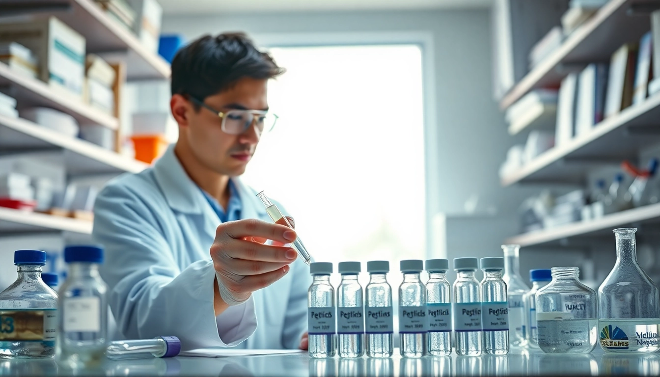 Researcher analyzing igf-1 lr3 peptides in a lab setting, showcasing innovation and scientific dedication.