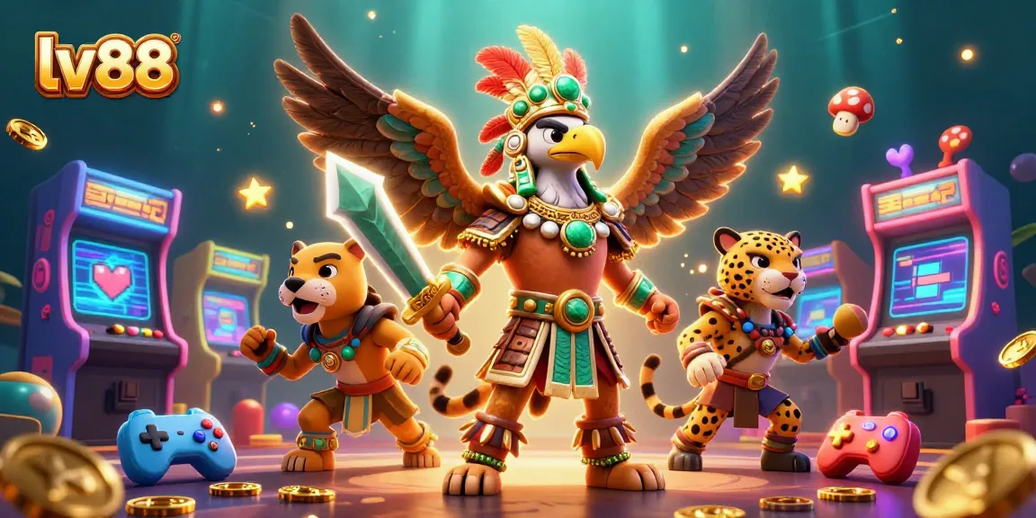 Experience thrilling gameplay at lv88 with Aztec warriors amid vibrant casino elements.