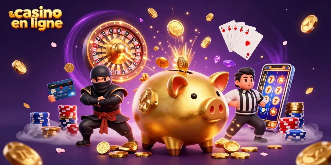 Gagnez des jetons tout en jouant au casino en ligne avec un sumo et un ninja dans un univers coloré.