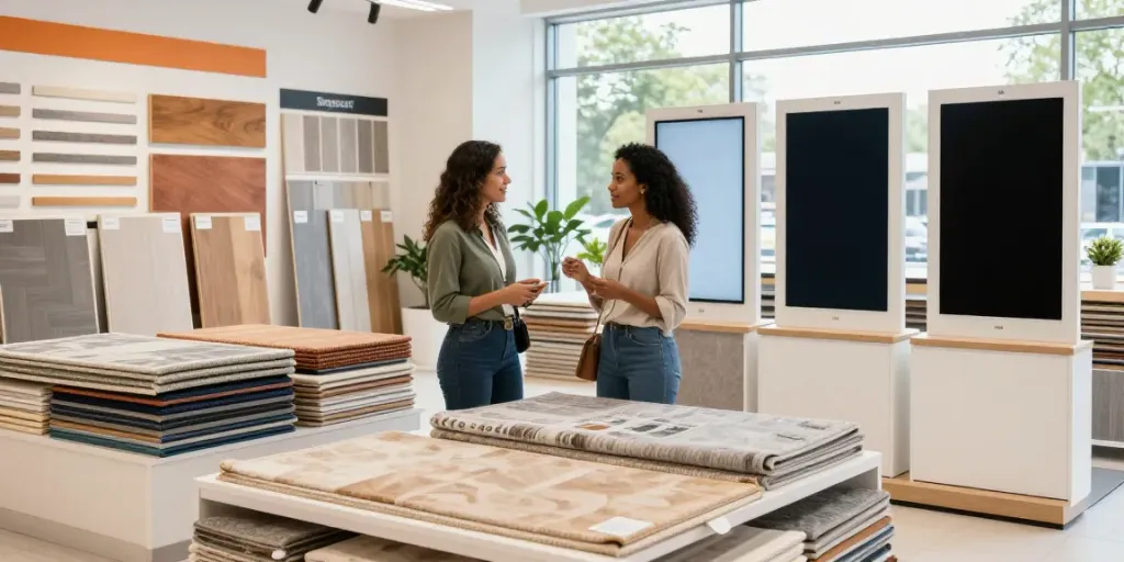 Shopsmart store featuring eco-friendly flooring solutions and customer engagement.