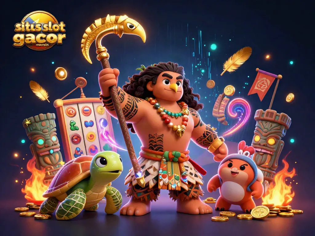 Spin the reels at situs slot gacor maxwin featuring vibrant slot symbols, gold coins, and action-packed characters.