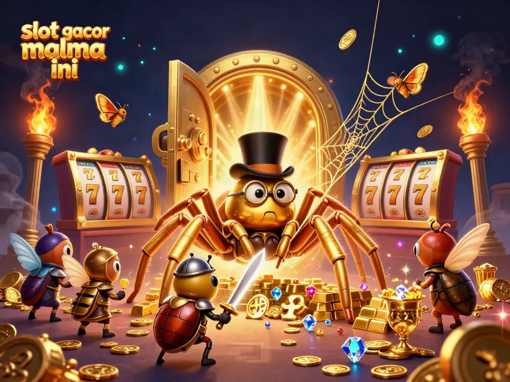 Experience dynamic action with slot gacor malma ini featuring a giant golden tarantula and beetle knight.