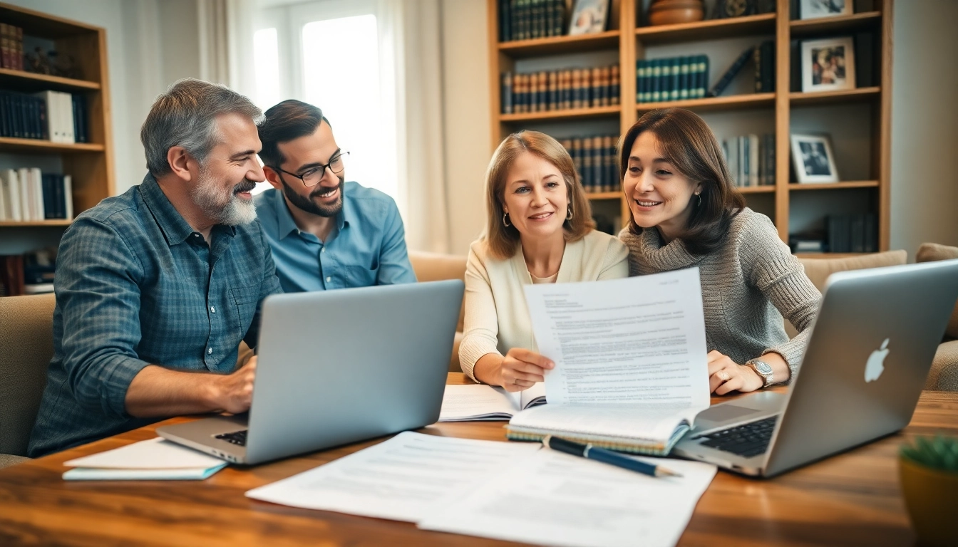 Family consultation for Estate Planning with legal documents on a table in a cozy office.