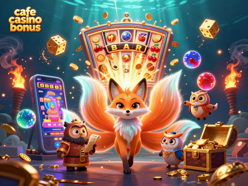 Experience the thrill of cafe casino bonus with vibrant characters and dazzling game elements in a dynamic scene.