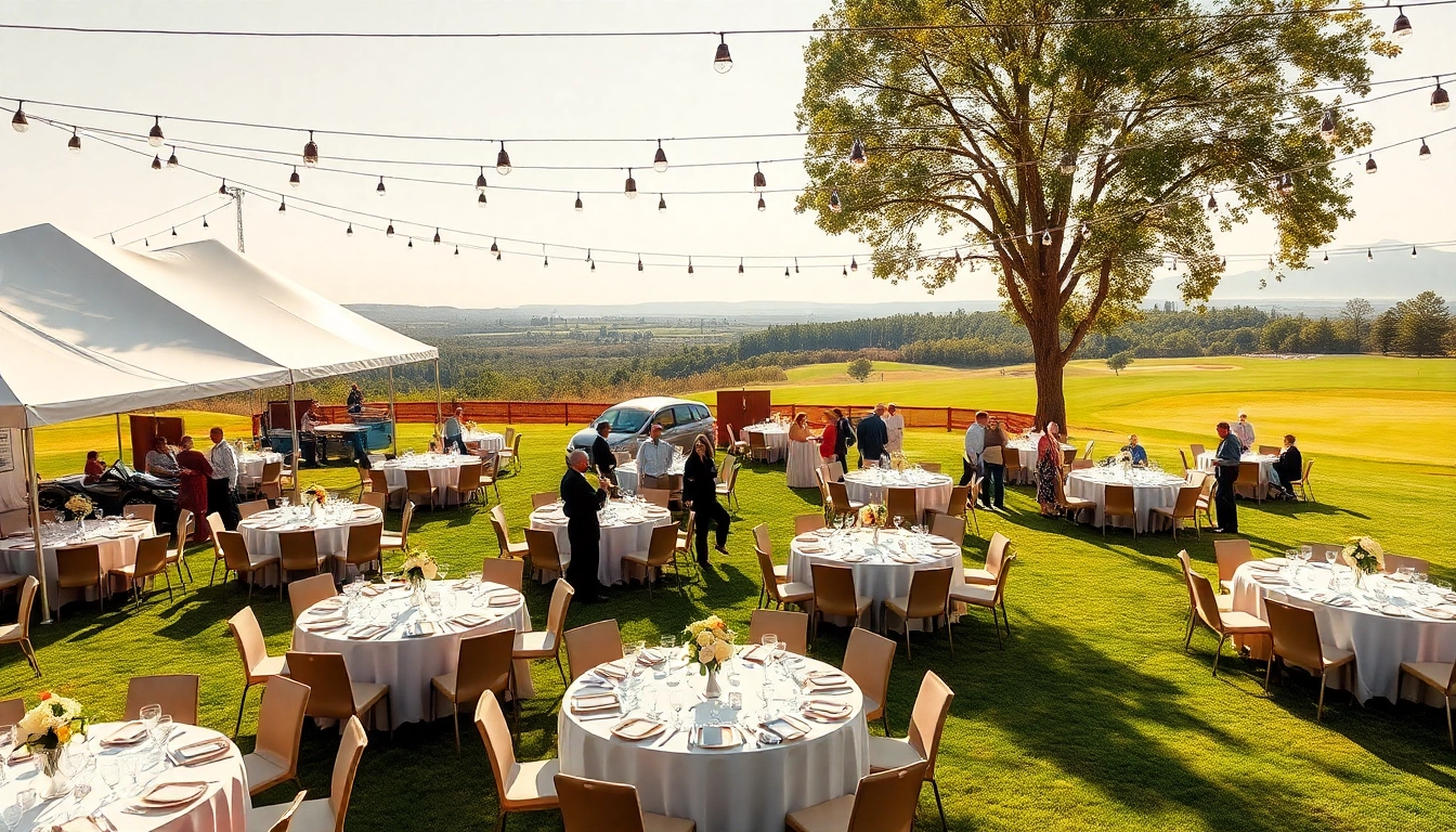 Hosting Events in a vibrant outdoor setting with guests enjoying a beautifully arranged space.