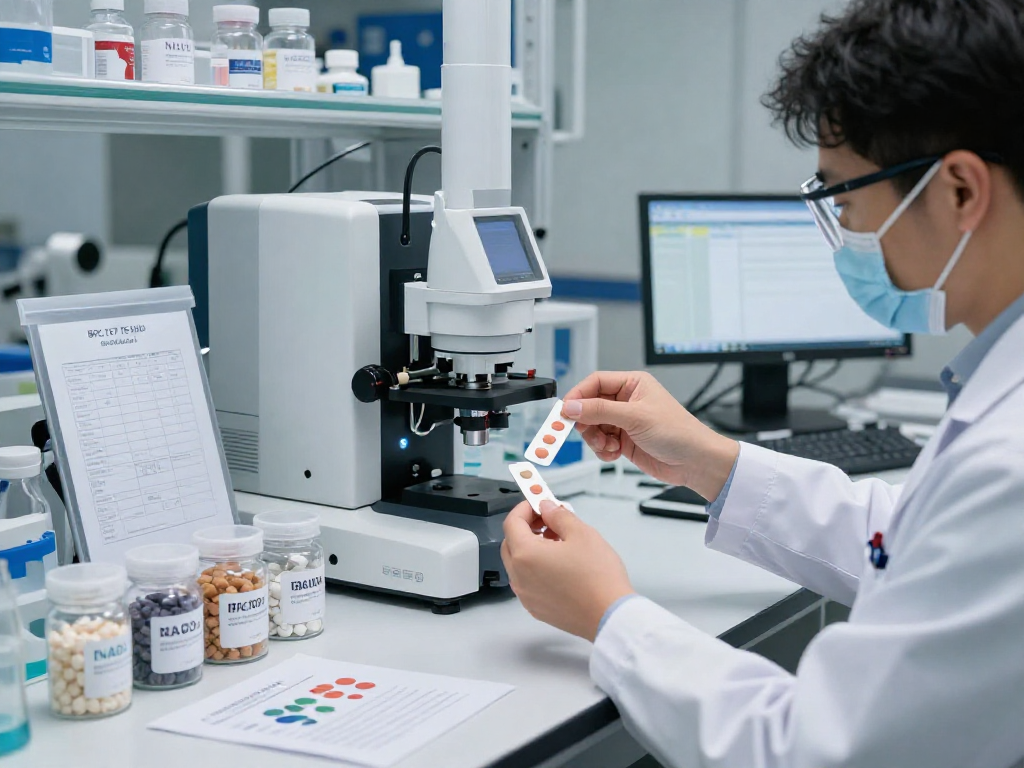 BPC 157 TB 500 Blend analysis in a modern lab focusing on precision-layered buccal strips.