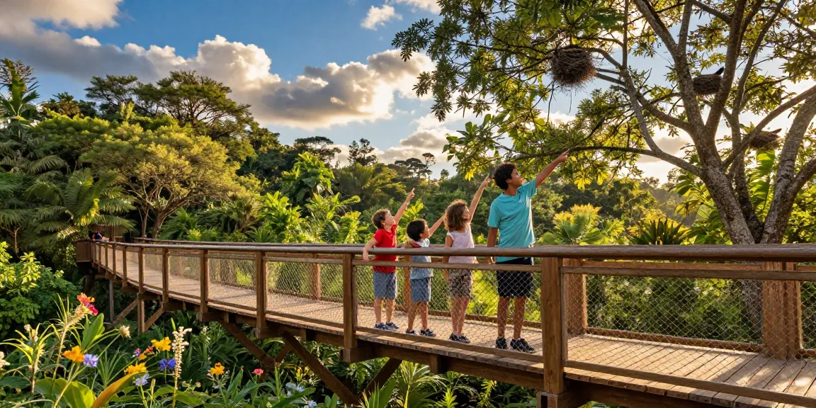Treetop Walkway bringing families closer to nature with breathtaking forest views during sunset