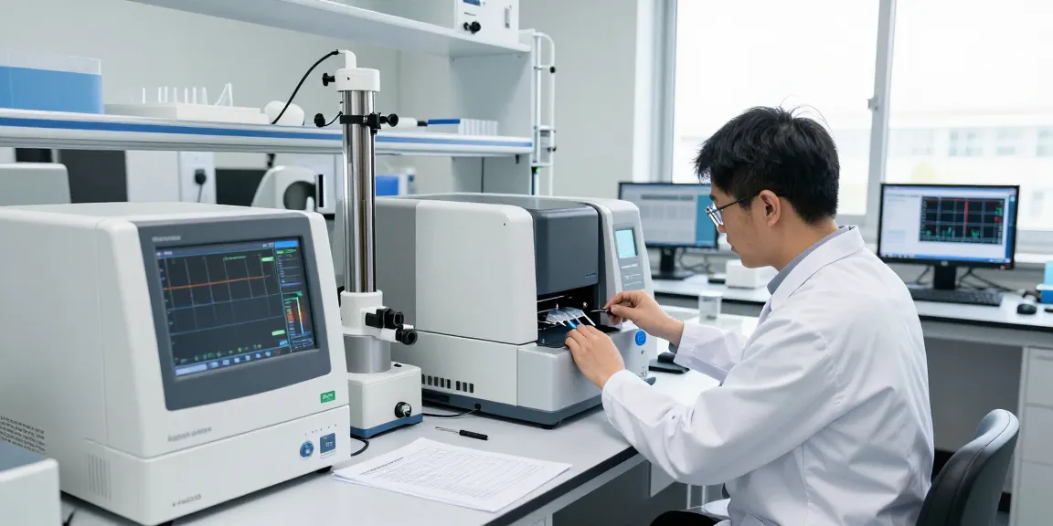 Aegean Labs scientist conducting HPLC analysis for peptide purity in a modern lab.