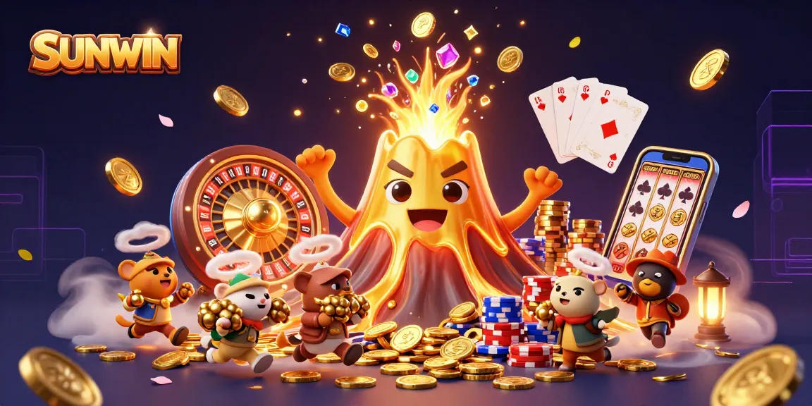 SUNWIN showcases an explosive casino adventure with a golden volcano and treasure fleeing animals