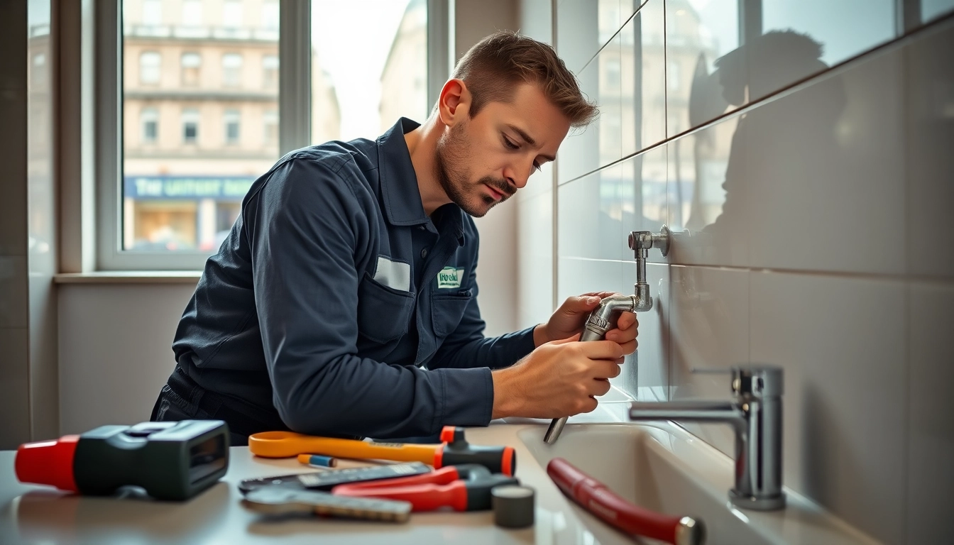 Wefix London plumber expertly repairing a leak in a modern bathroom with focused precision.