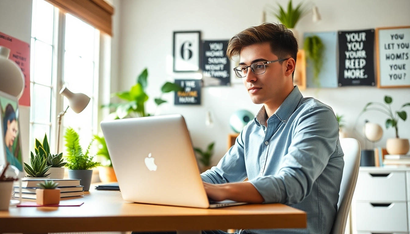 Person focusing on How to find my perfect career in a cozy home office.