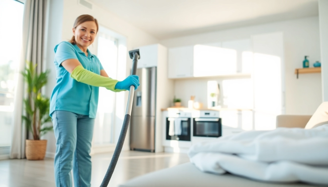 Engaged in bond cleaning, a professional shines a bright kitchen during a detailed clean.