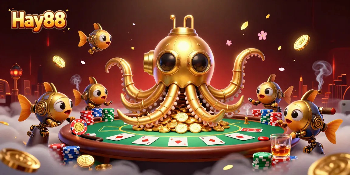 Experience thrilling games at Hay88 with a stunning kraken submarine amid riches.