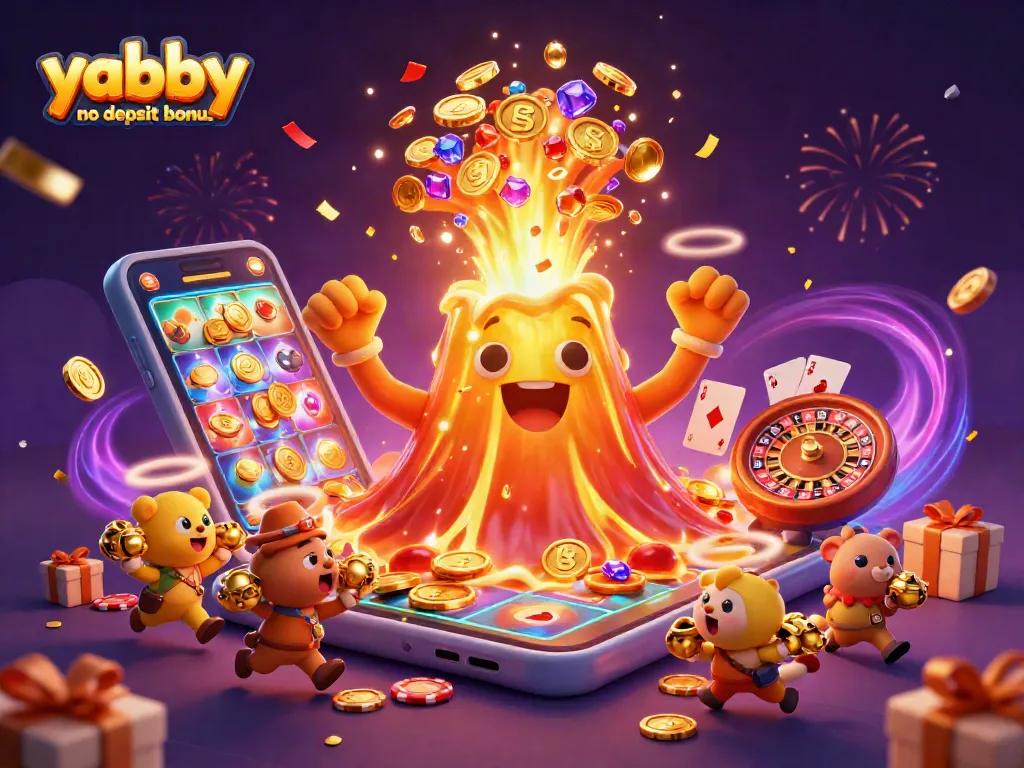 Experience the thrill of the yabby no deposit bonus with vibrant casino elements and characters in action