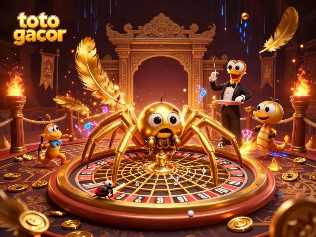 Engage in thrilling bets with toto gacor at a vibrant online casino featuring a golden spider roulette.
