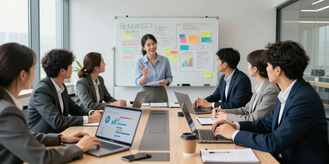 Team meeting with an SEO Consultant discussing strategic marketing goals.
