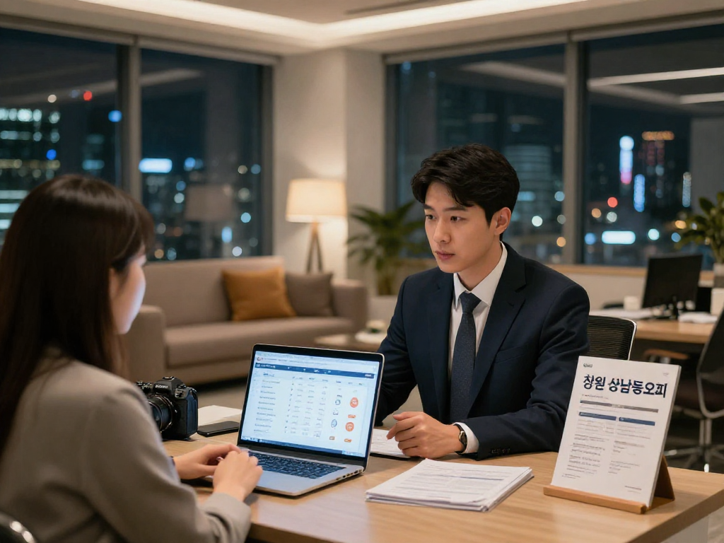 창원 상남동오피 상담과의 신뢰를 쌓는 현대적인 사무실 분위기