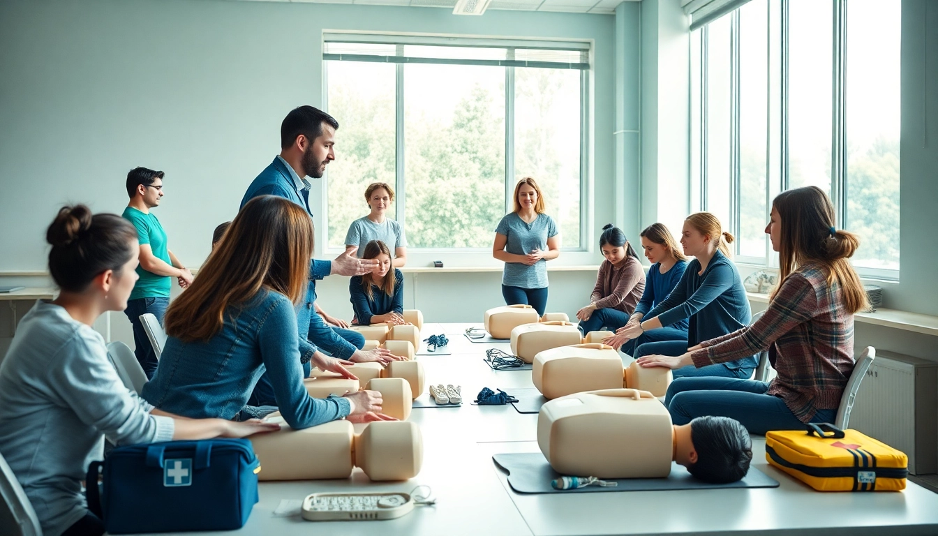 HLR kurs Stockholm: Instructor demonstrating CPR techniques in an interactive training session.